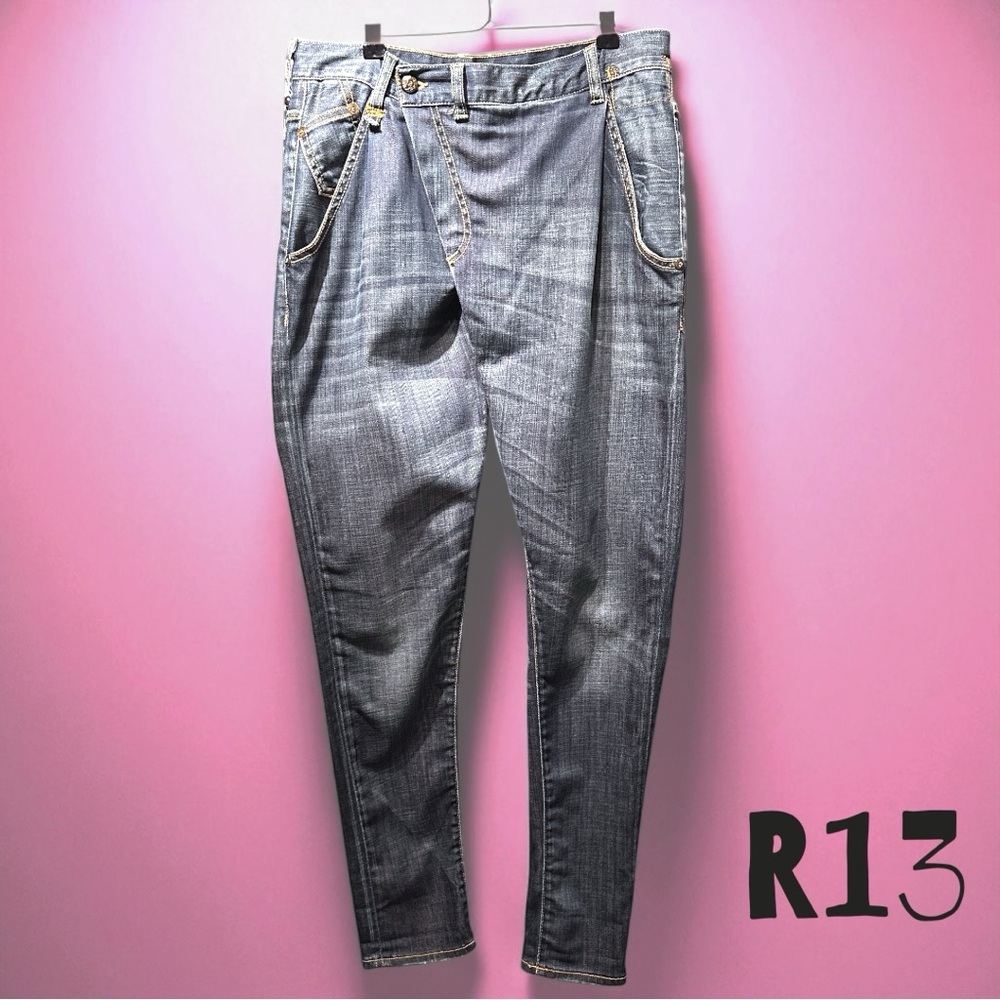 R13 Blue X-Over (Crossover) Jeans (Sz 30) (VGUC)